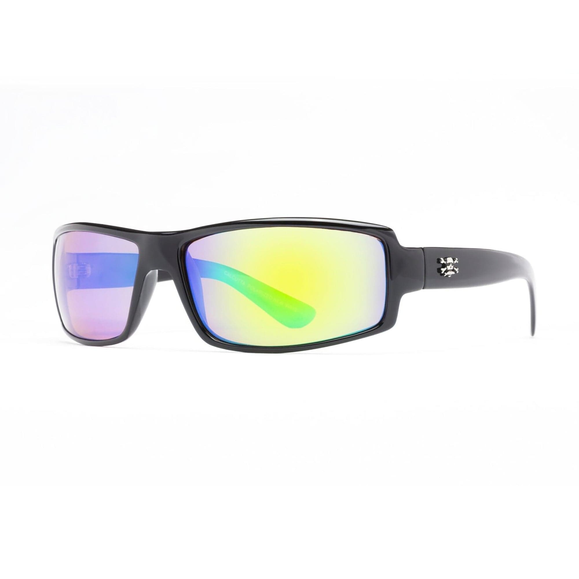 New Wave Sunglasses - Shiny Black , Green Mirror - Calcutta NW1GM