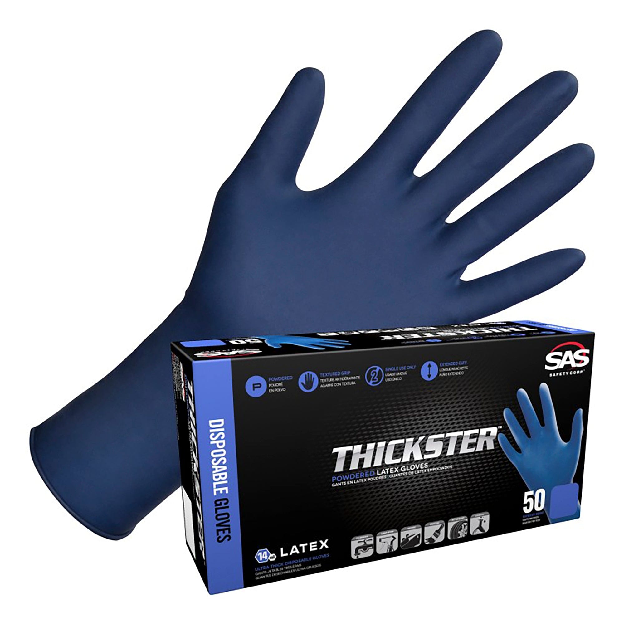 Thickster Powdered Latex Disposable Gloves - 14 Mil - 50 Box - XL 6604