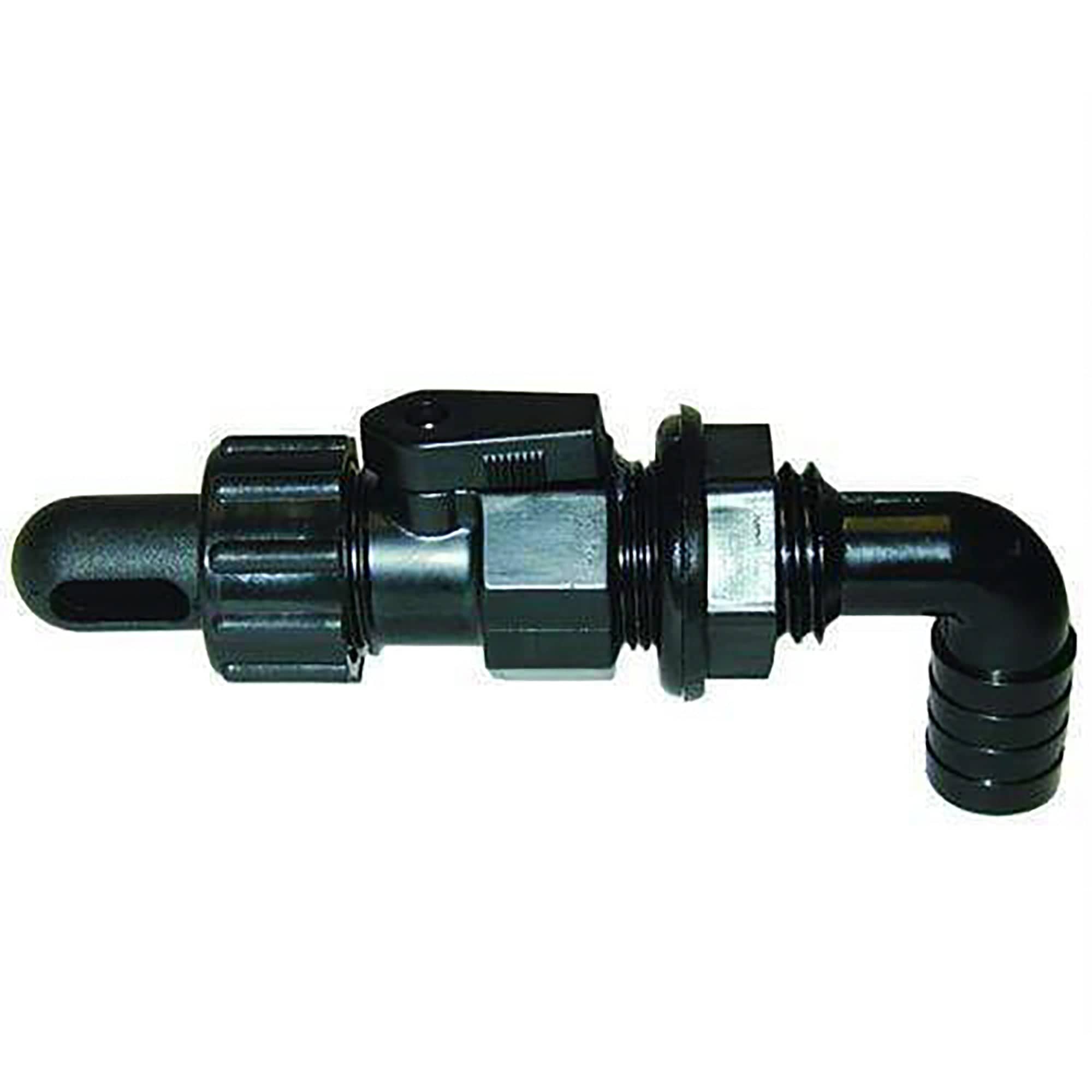 TH Marine 3/4" Barbed 90 Degree Adjustable Aerator Head W/ Shut-off Valve - Black - AHVWD-90-DP