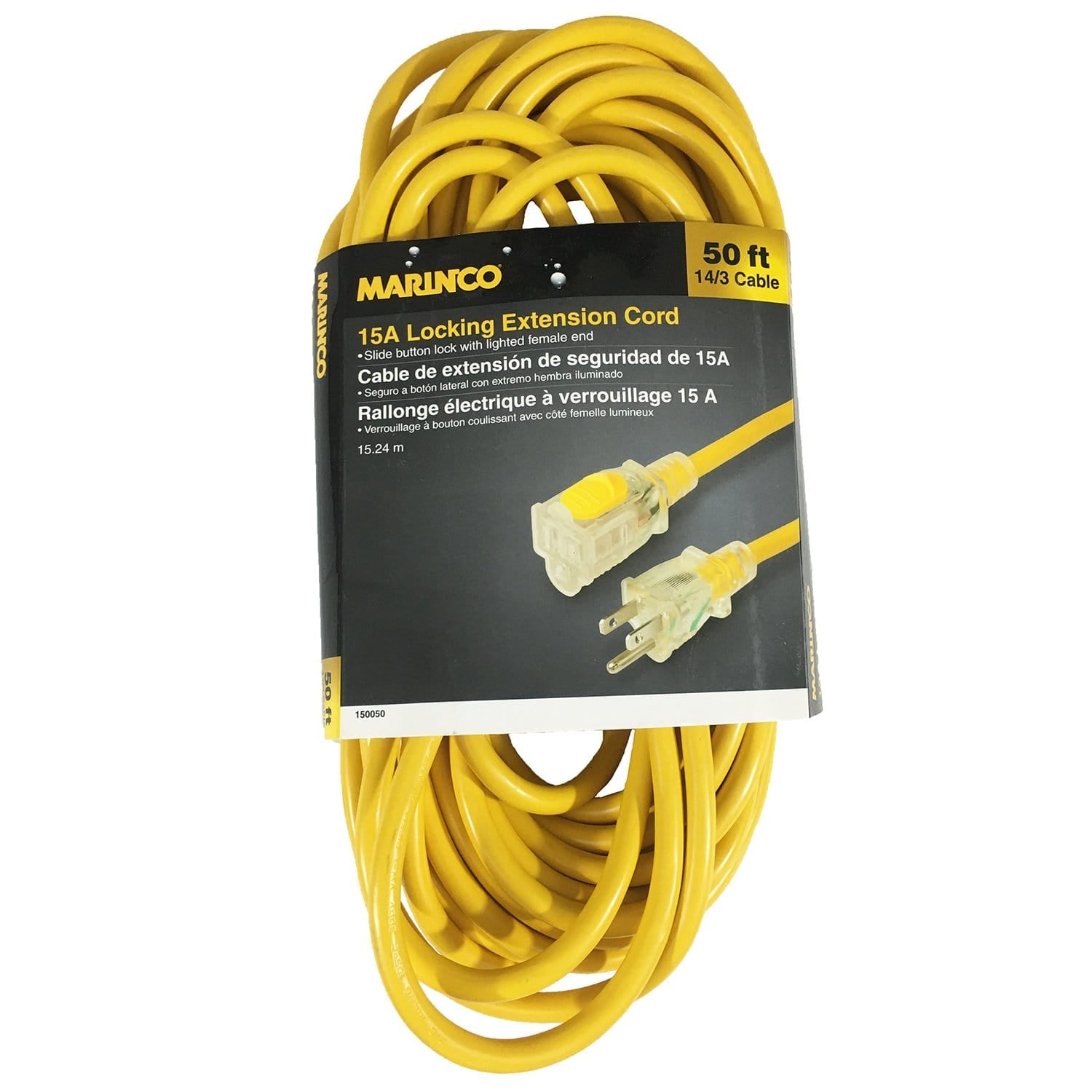 Marinco 50ft 14/3 15A Locking Extension Cord - Cordsets & Adapters